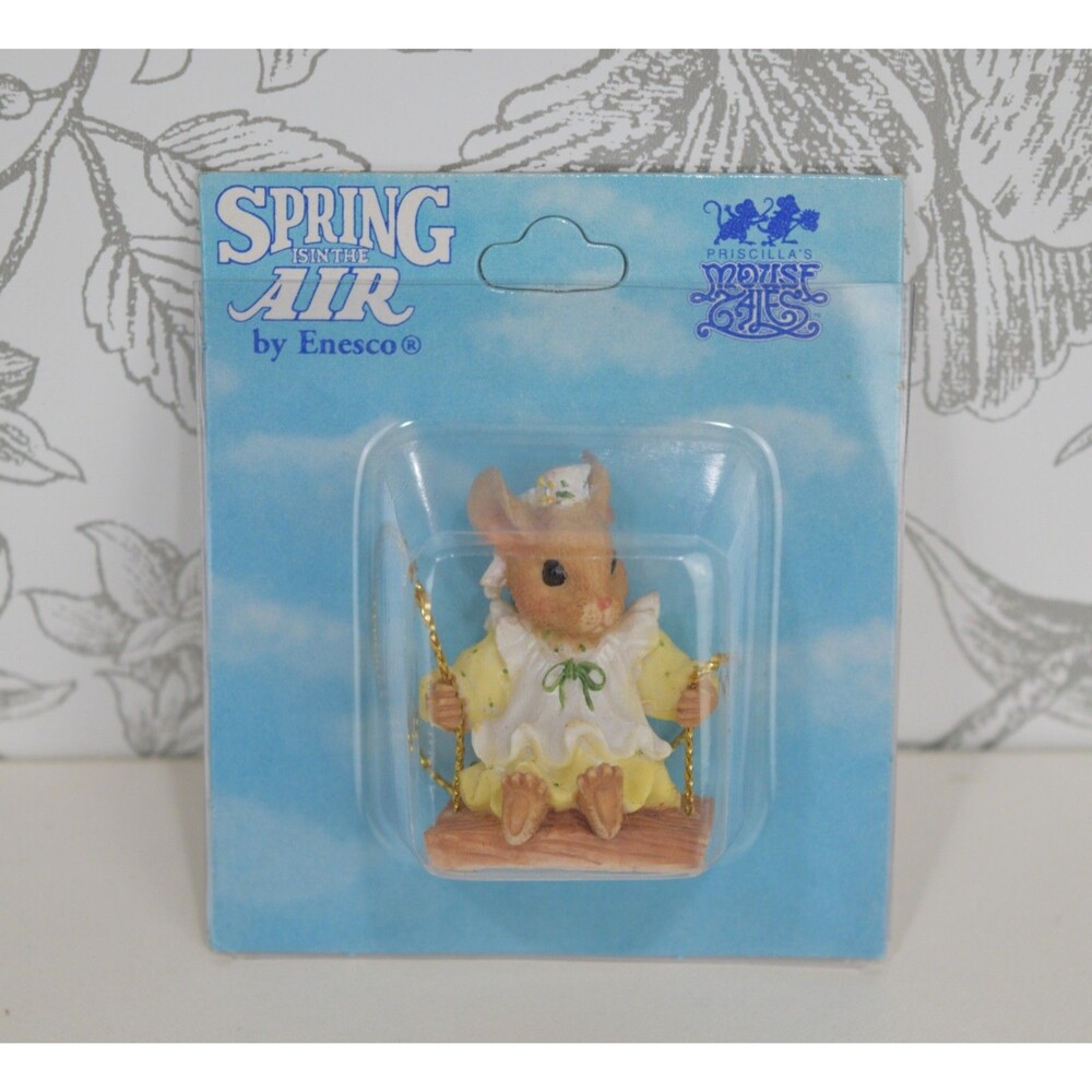 Priscilla's Mouse Tales Ornament Spring Is In The Air Vintage Enesco New